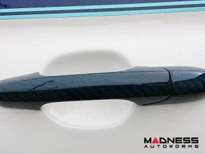 FIAT 500 Exterior Door Handle Kit - Carbon Fiber - Verde Azzurro (Blue-Green)